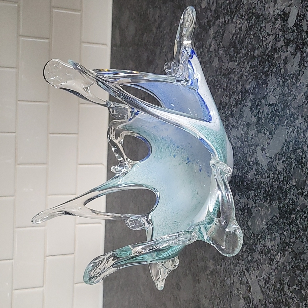 Murano Blue and Green Pulled Glass Tentacles Bowl - Picture 8 of 10